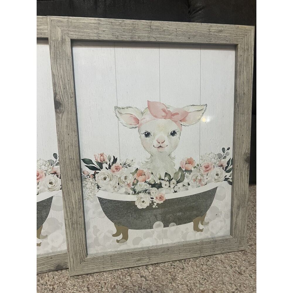 Set Of 3 Country Farmhouse Bathroom Wall Art Decor - Cow, Pig, Sheep - Picture 7 of 8